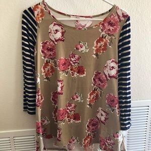 Boutique floral and striped top